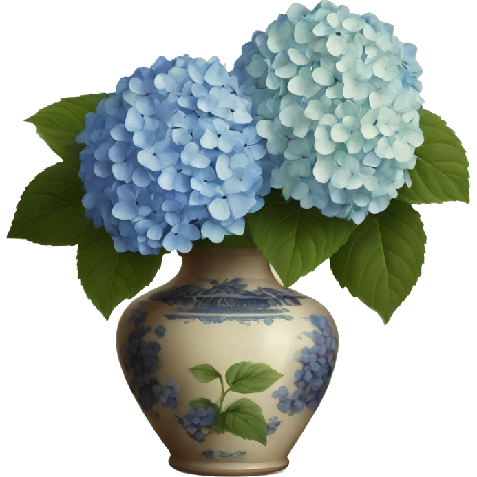 Hydrangeas in vintage vase emoji