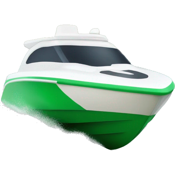 green and white speed boat emoji