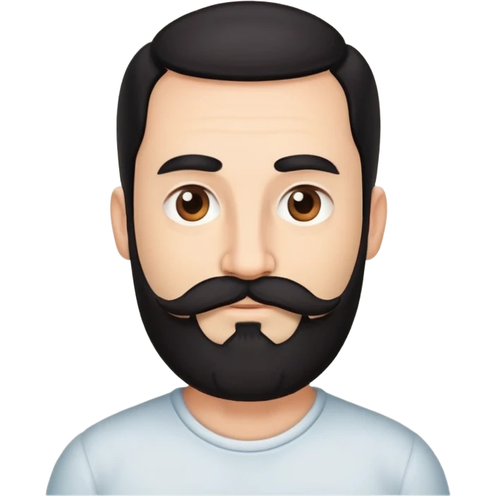 40 year old balding man with black hair, brown eyes, and a long beard with a mustache emoji