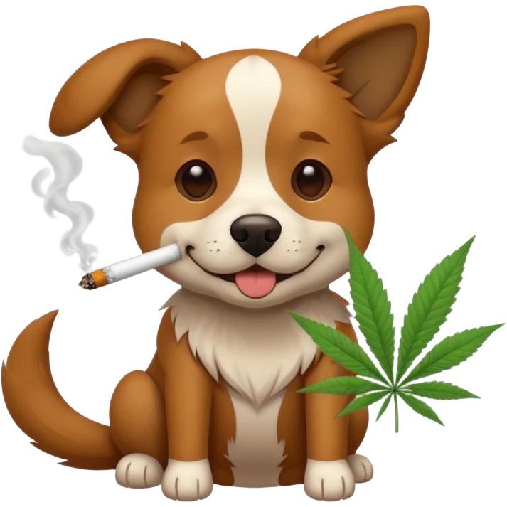 Dog smoking weed emoji