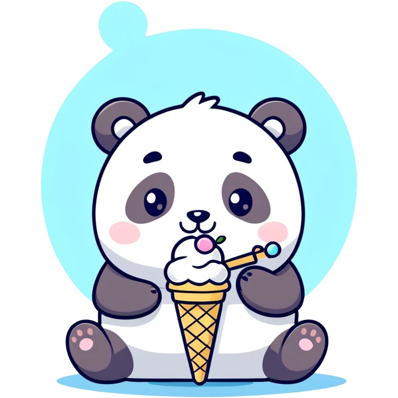 Panda eating ice cream emoji