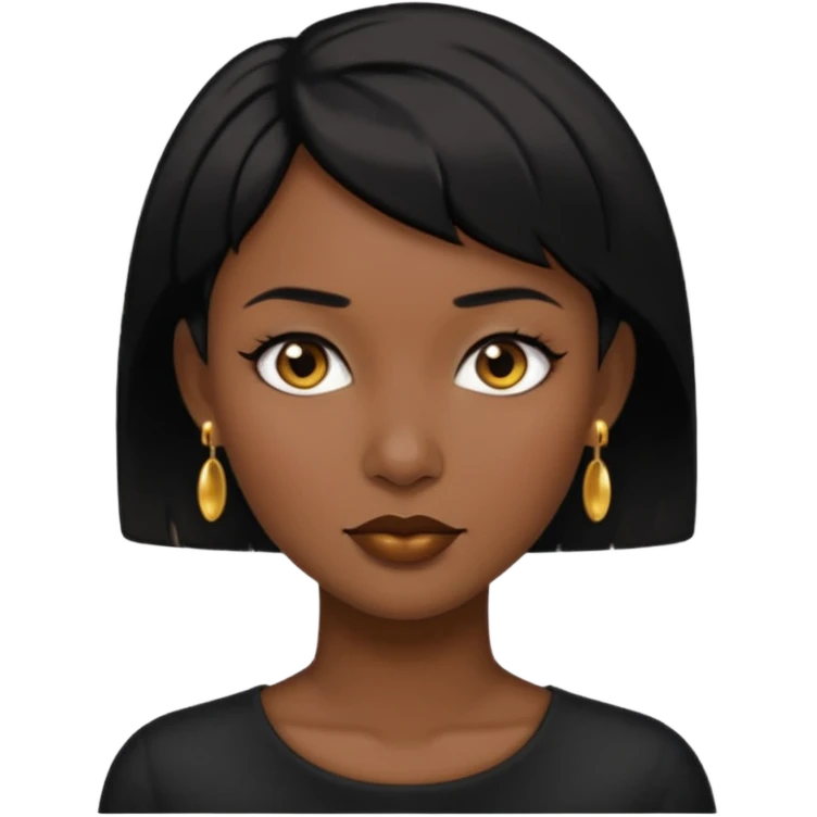 woman with black short hair and gold earring and black skin emoji