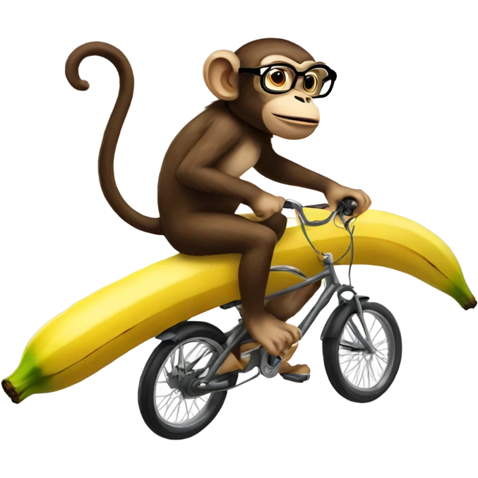 Monkey wearing glasses and riding flying banana emoji