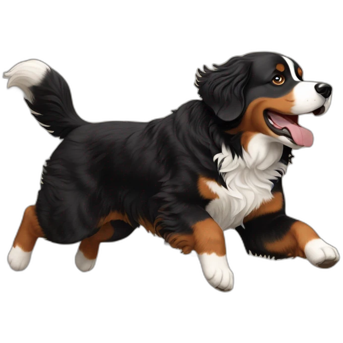 bernese mountain dog jumping over a brown hair girl emoji