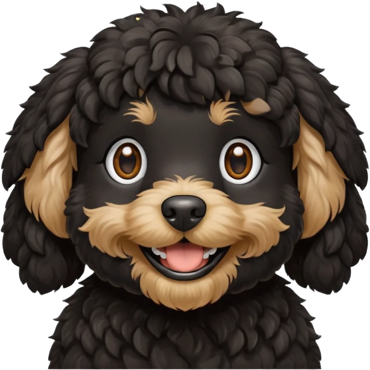 black cockapoo dog smiling emoji