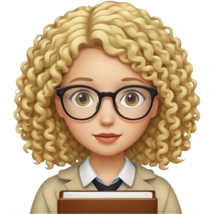 girl student , curly blone hair emoji