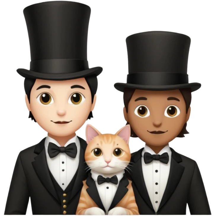 magician couple and their pet cat emoji