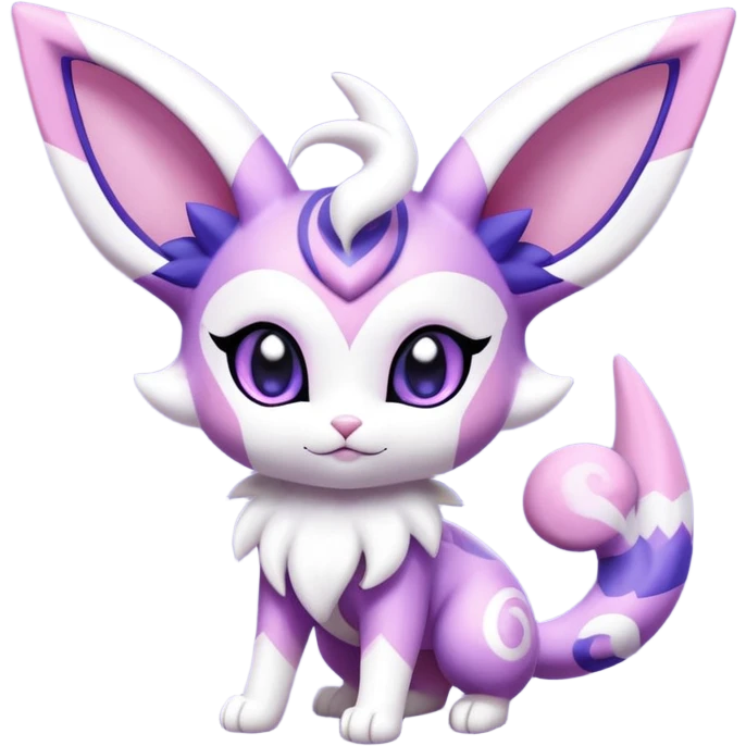 Shiny Cute Adorable Espeon-Meowstic-Hybrid-Creature with pattern-markings emoji