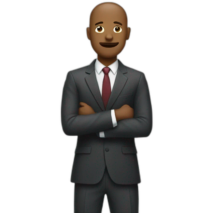 man in suit stretches his arms forward emoji