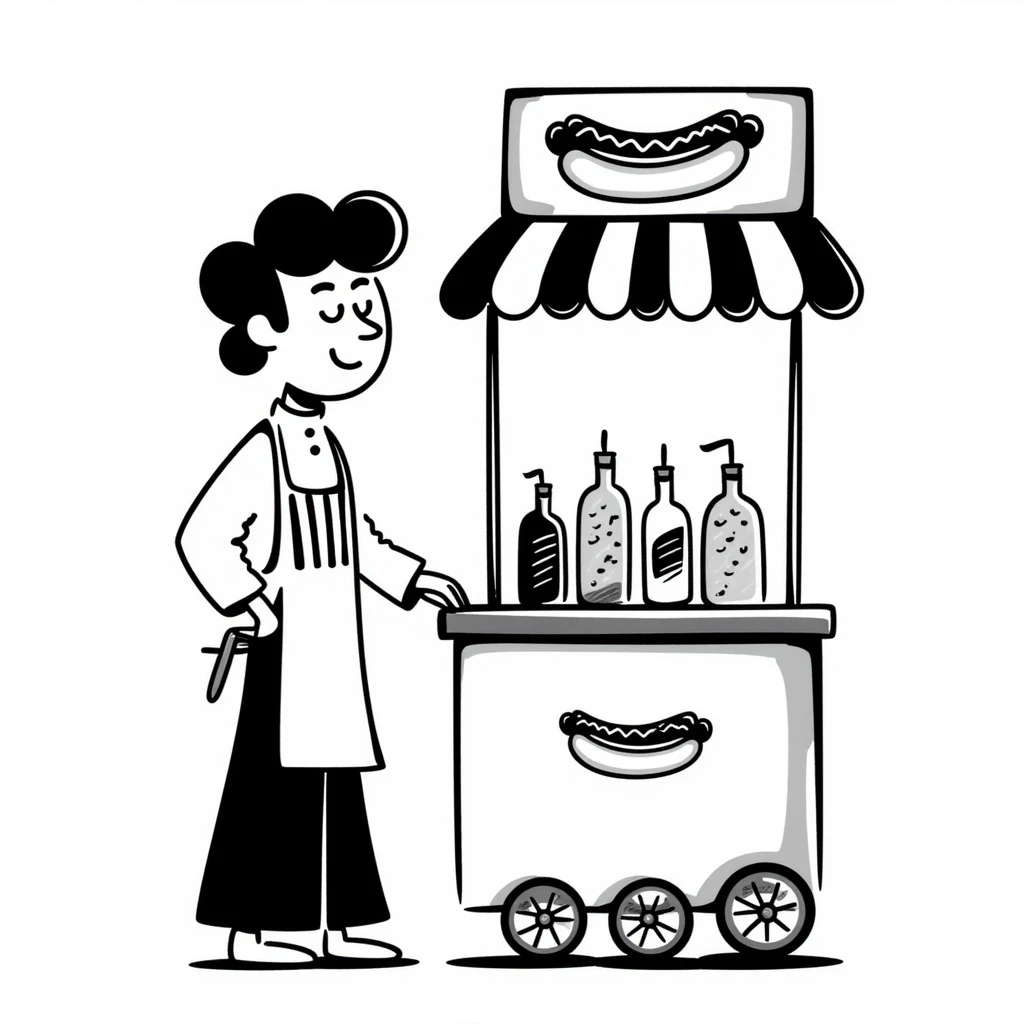 hotdog seller in New York with cart emoji