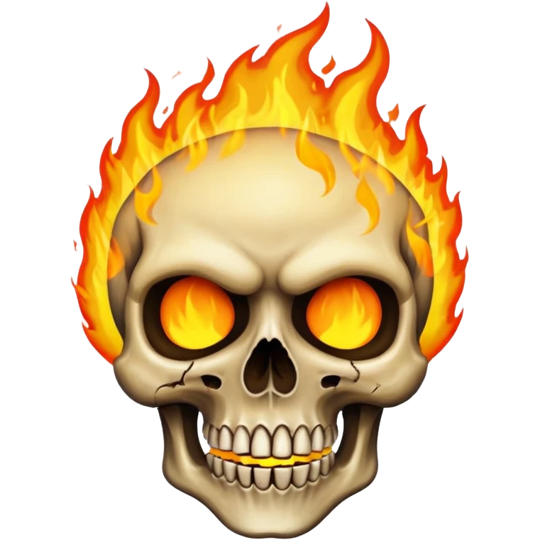 A burning skull with fire coming out of where the eyes emoji
