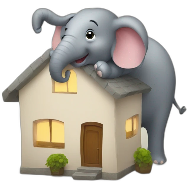 Elephant in a house emoji