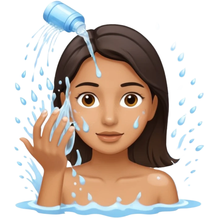 latin girl splashing water on her face skincare routine emoji