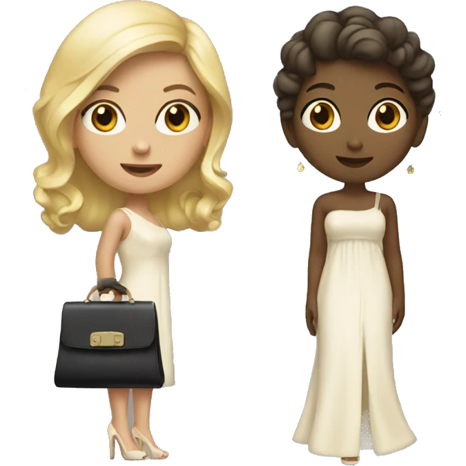 A girl with gown, handbag and heel emoji