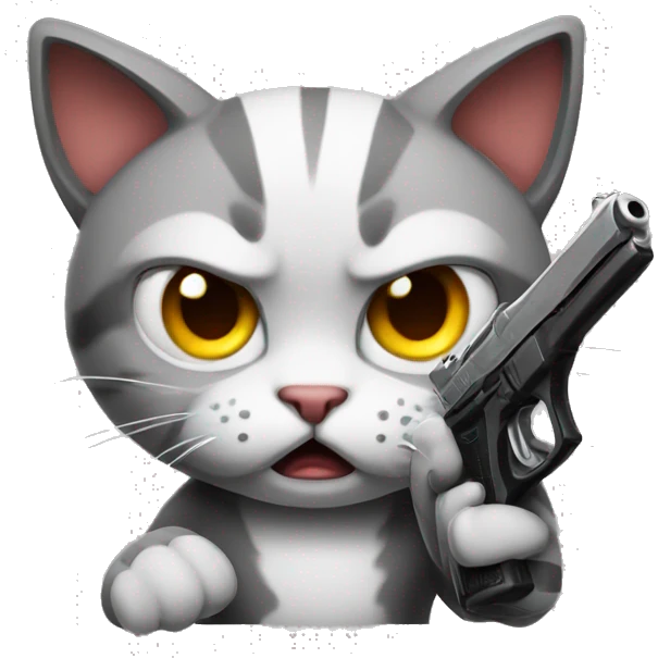 Angry Cat holding pistol  emoji