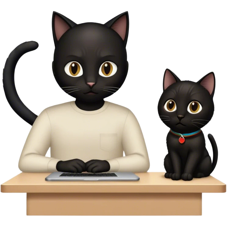 Black Cat talking to Steve Jobs  emoji