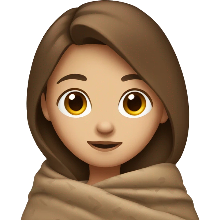 girl with brown hair cuddled with a blanket emoji