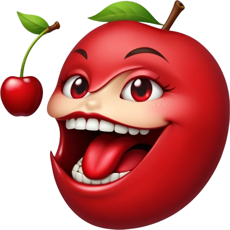 burgundy red lips biting cherry emoji