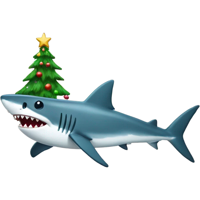 christmas tree with a shark on emoji