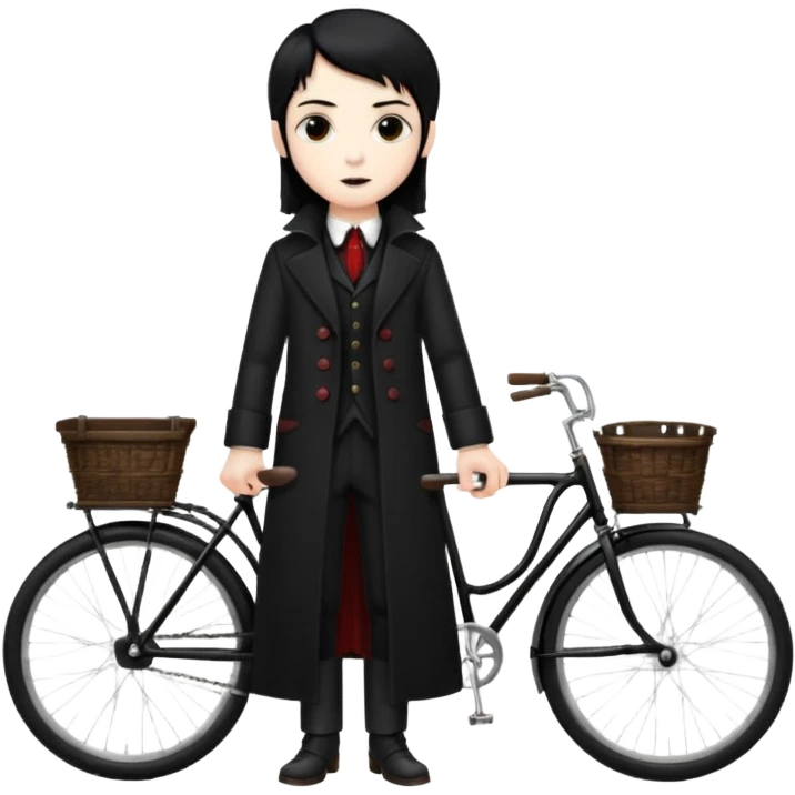 vampire stand with bicycle. emoji