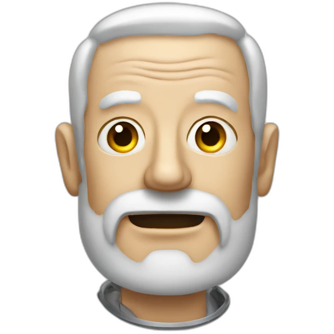 robot grandad with half metal face emoji