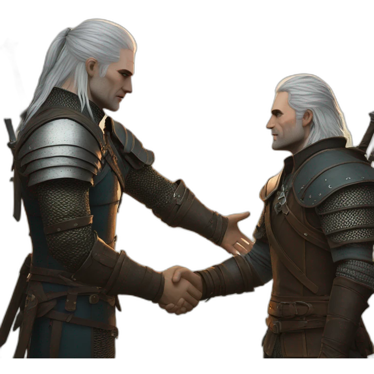 The witcher shaking hands with leo Kennedy emoji
