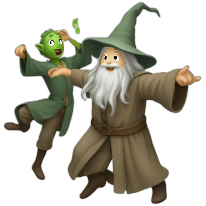 Gandalf and Froddo dancing emoji