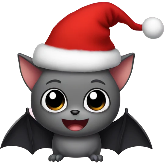 bat with christmas hat cute emoji