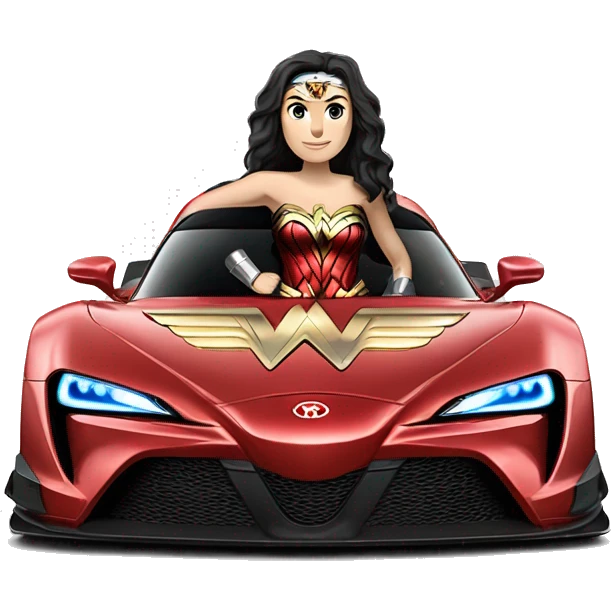 Linsey Wagner as Wonder Woman Long wheelbase widened Toyota 86 hypercar racer emoji