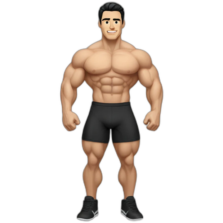 caucasian male bodybuilder black hair black sneakers emoji