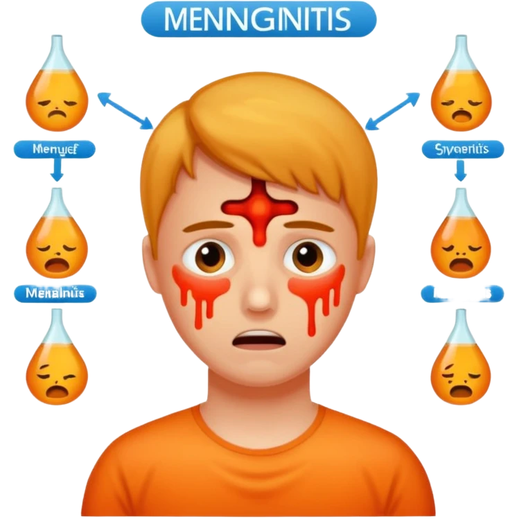 Meningitis a symptoms chart fever fatigue headache photophobia stiff  neck vomiting emoji
