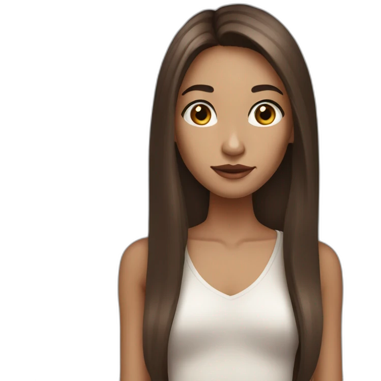 long brown hair skinny girl with thin face and makeup from head to chest emoji