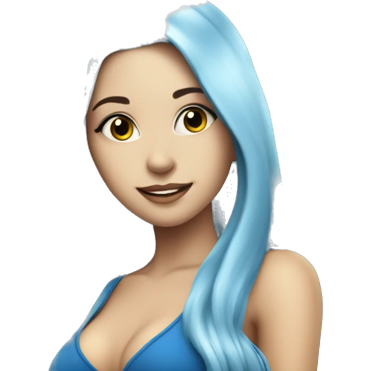 beautiful girl with blue long hair blue casino background emoji