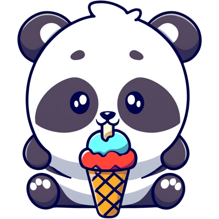 Panda eating ice cream emoji