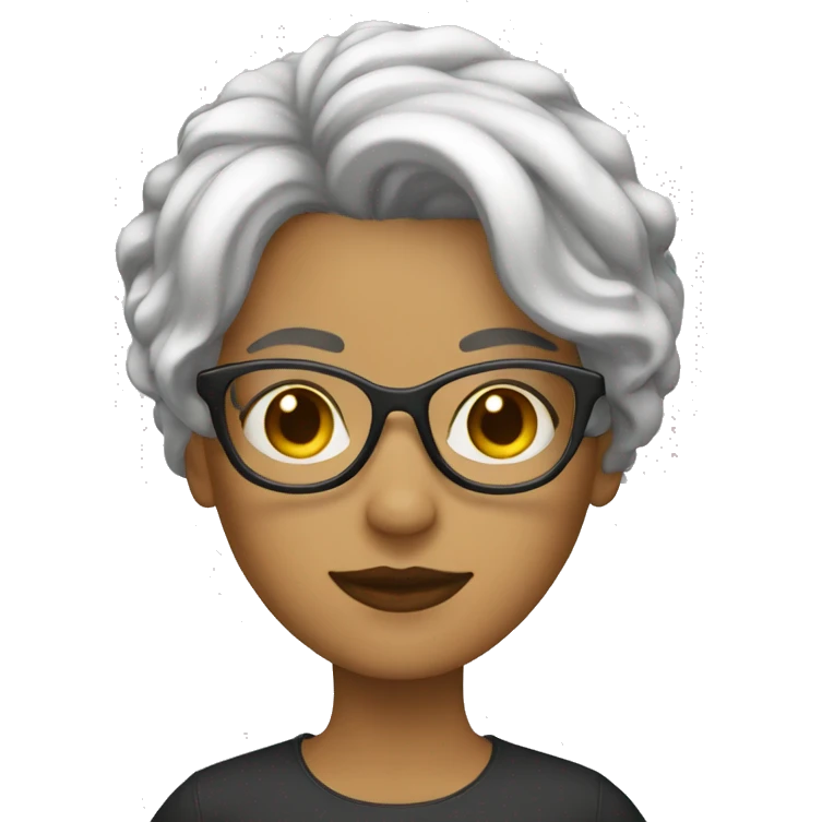 mujer blanca con lentes, pelo corto de color oscuro emoji