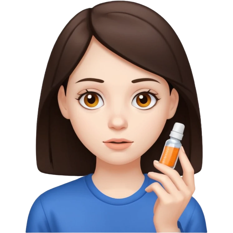 Young brunette taking Adderall emoji
