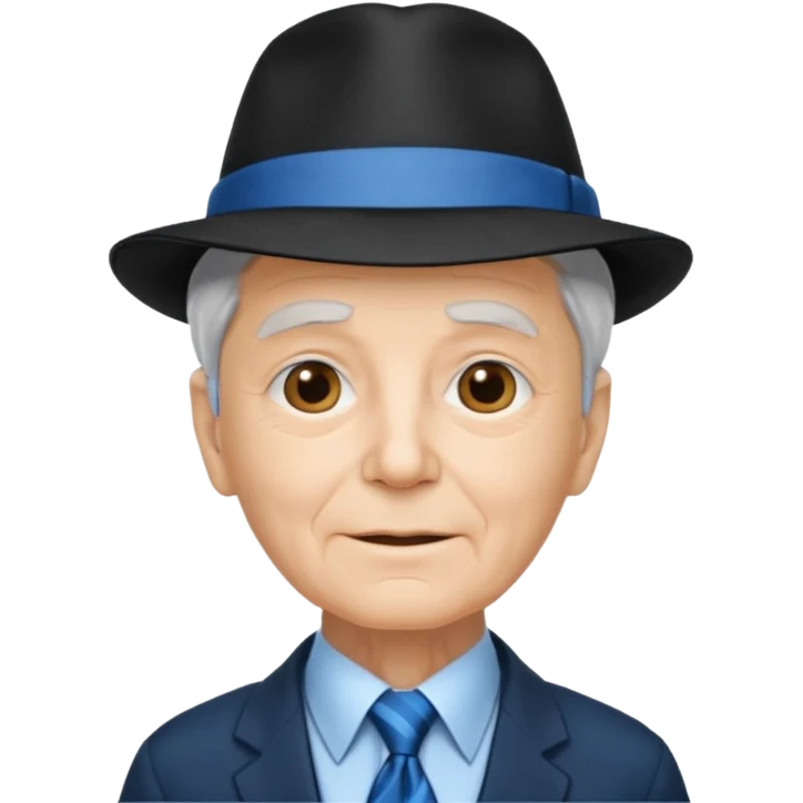 elderly wearing Blue Neckties and black Hats emoji