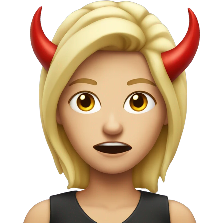 Angry blond woman with devil horns emoji