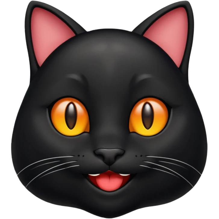 black smiling cat in the Apple style emoji