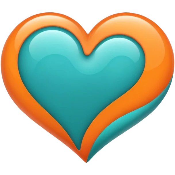 heart with teal and orange swirls emoji