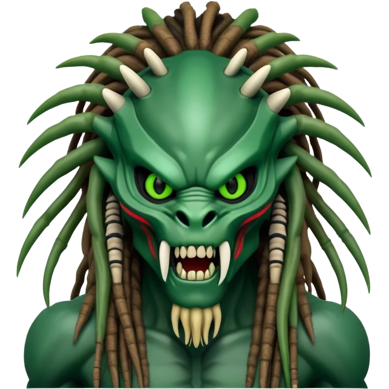 Predator alien with mandibles and dreadlocks emoji