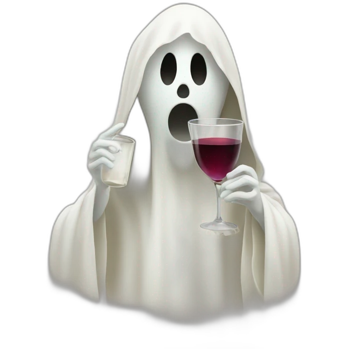 ghost drinking wine emoji