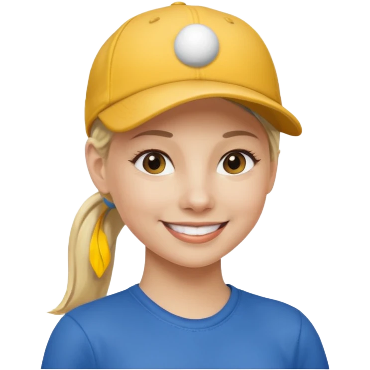 blond woman, pony tail, ball cap emoji