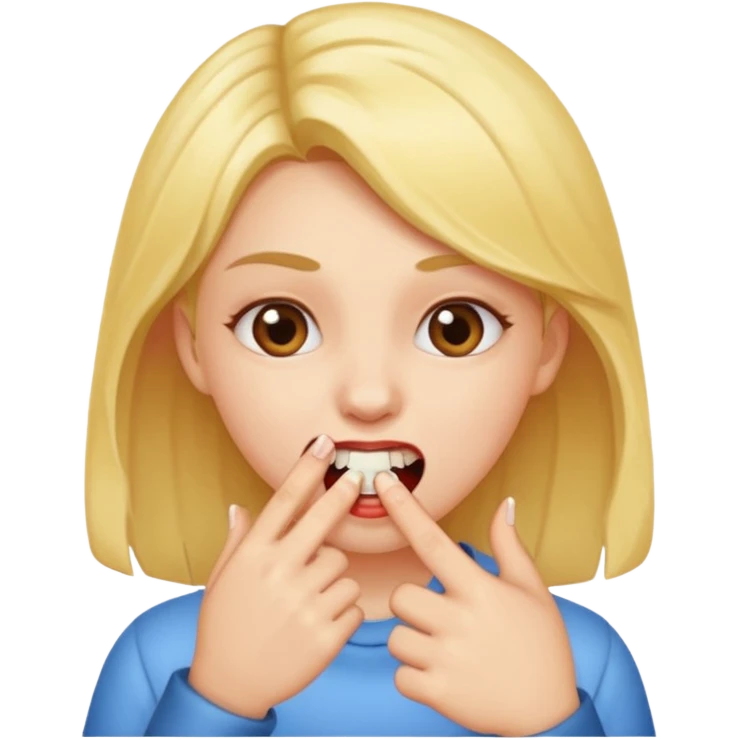 Girl biting finger with teeth emoji