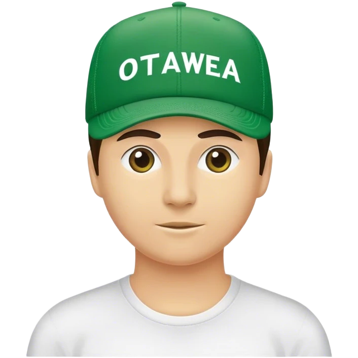 green ottowa trucker hat with center text "HIGHER" written on it,  white center emoji
