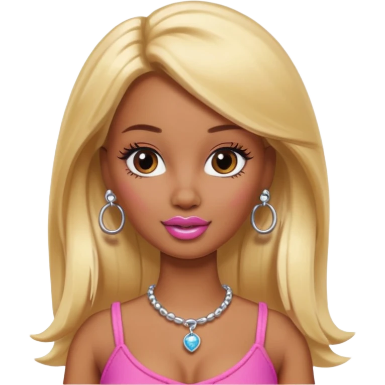 Brown skin blonde hair barbie with a nose ring emoji