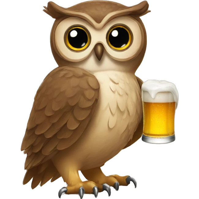 Owl with a beer emoji