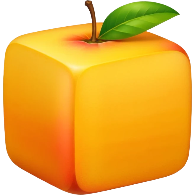 single mango cube, smooth rounded edges, bright yellow-orange, minimal flat design, no face, no stem, no leaf, isolated on white background emoji