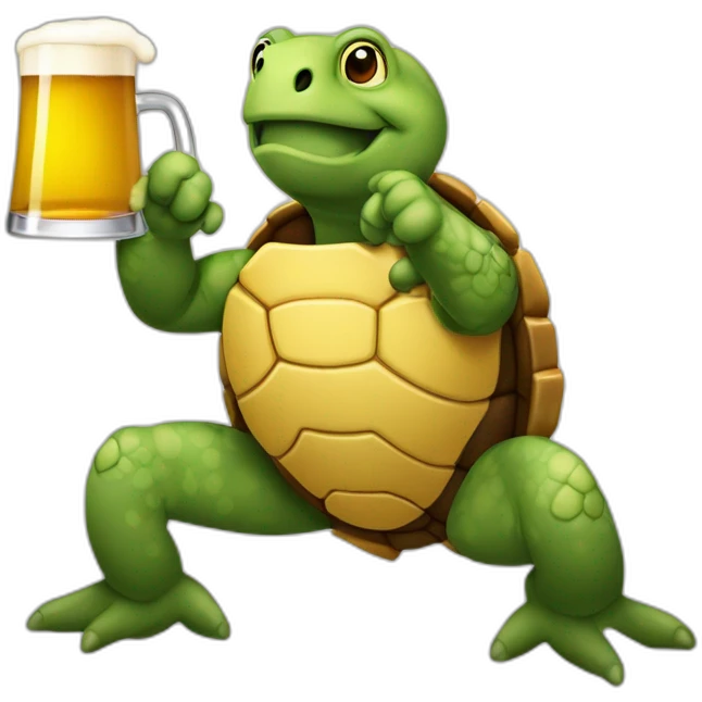 Tortue qui boit une bière emoji
