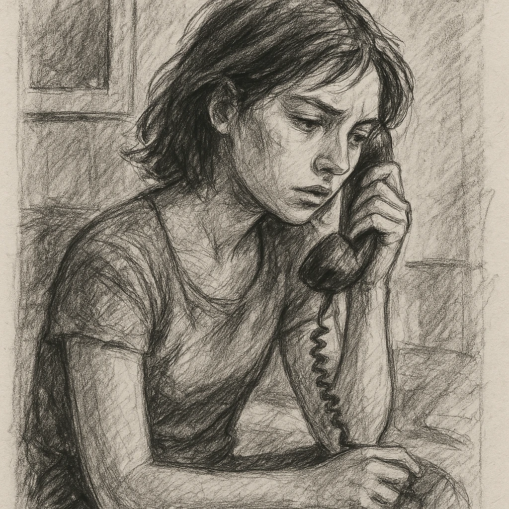 girl talking on telephone in her room emoji